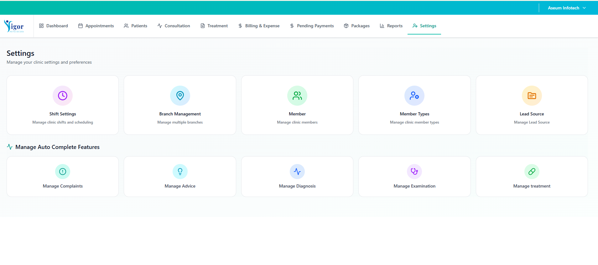 Billing and invoicing screen